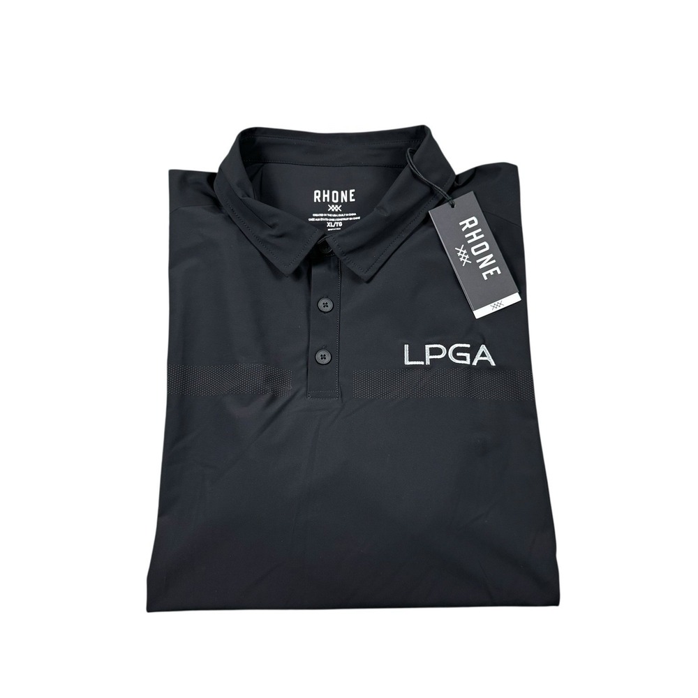Rhone Black Tech Performance Men's Polo Shirt LPGA Size XL NWT